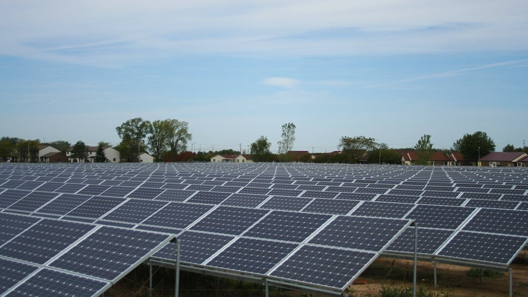 Solar power panels at the Napoleon Power Facility in Ohio.